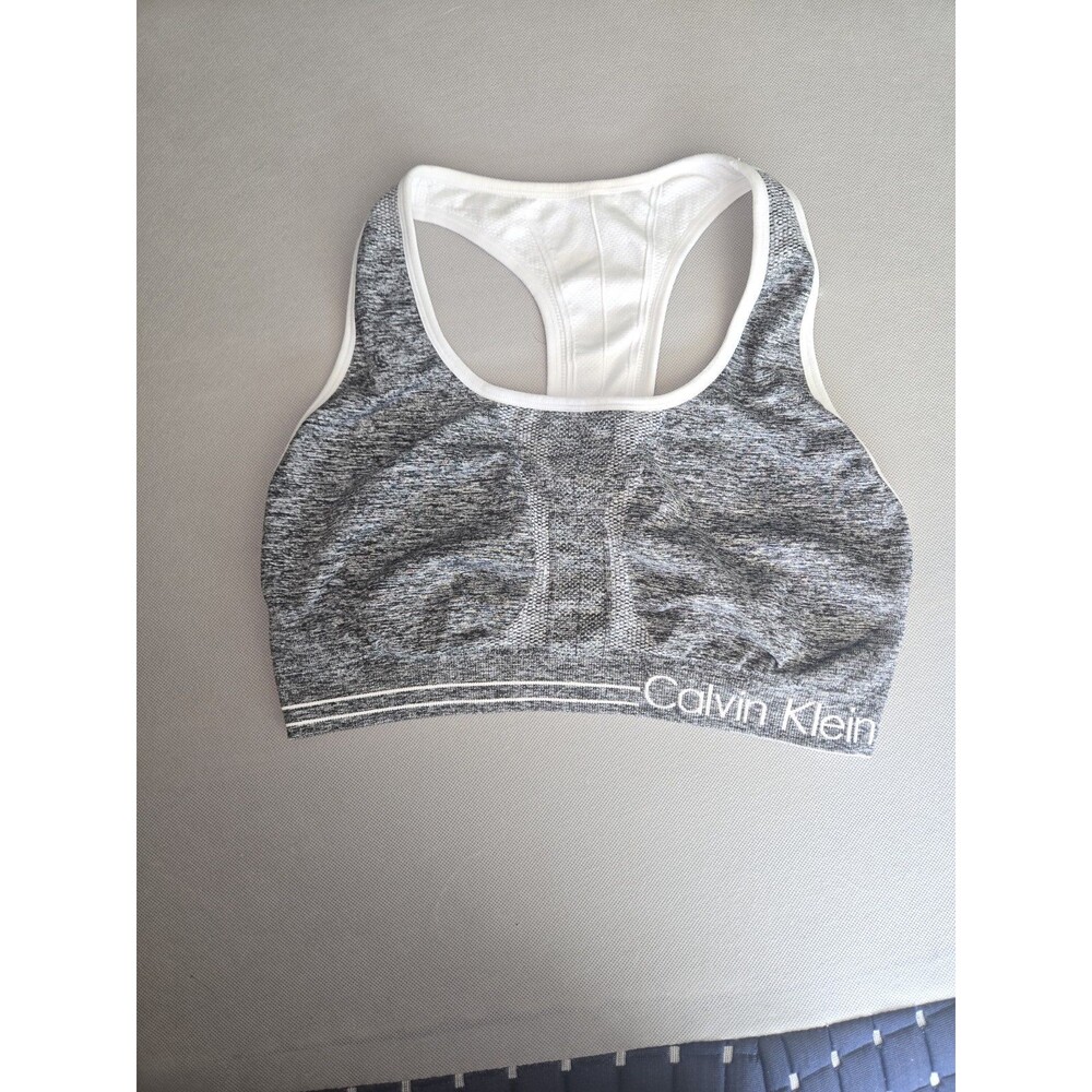Authentic Calvin Klein seamless racerback sports bra in heather grey